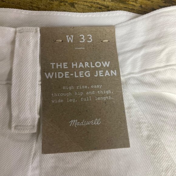 Madewell The Harlow Wide Leg Jean Airy Denim Edition Tile White Sz 33 - Picture 9 of 11